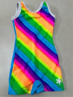 Snowflake Designs Girls Gymnastics Biketard - child x small - Rainbow Unitard
